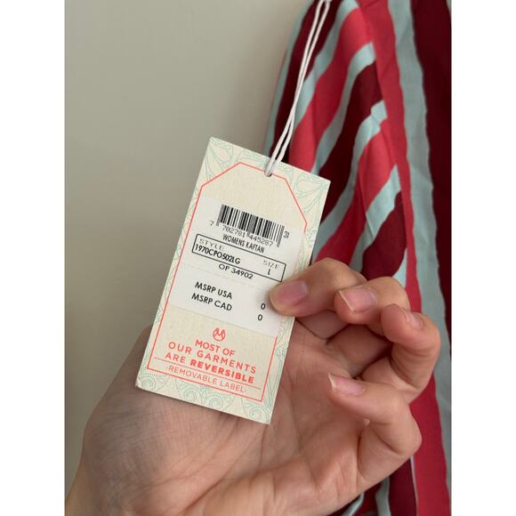 MAAJI Cherry Joy Striped Bell Sleeve Kaftan Mini Dress Size Large NEW - Picture 5 of 7